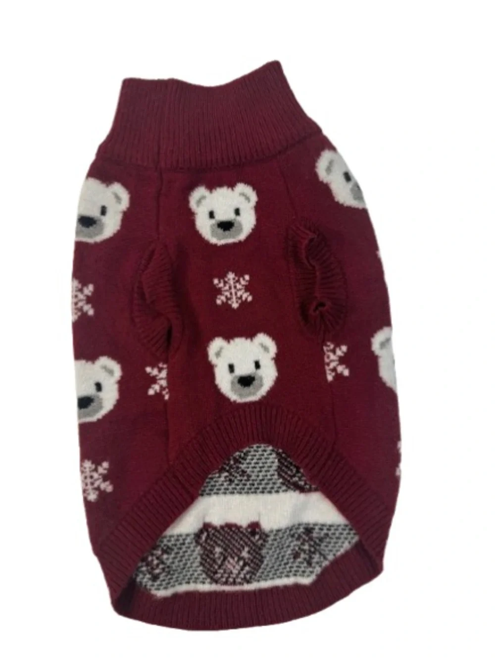 Burgundy Polar Bear Knit Dog Sweater
